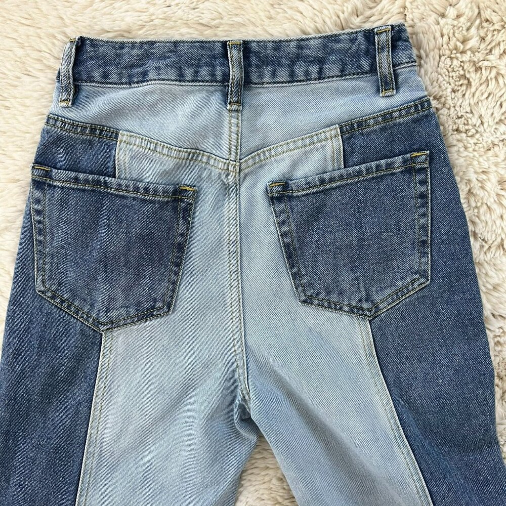 PacSun 90s Eco Two-Tone High Rise Colorblock Patch Boyfriend Jeans Women's 24 - Picture 14 of 15